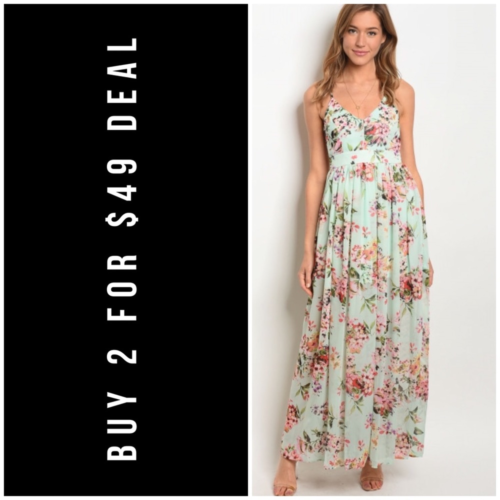 ☀️LAST1️⃣//MINT GREEN FLORAL DRESS